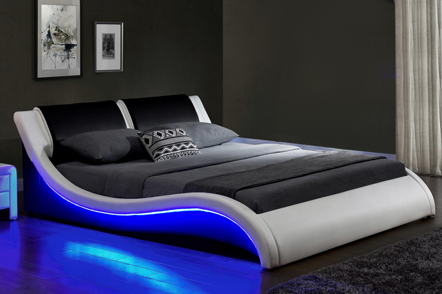 Rangka Katil Gelombang LED Futuristik Berlapis 1178-1 LED
