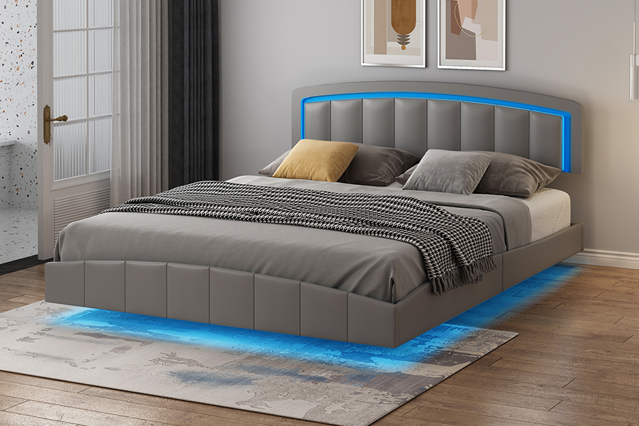Rangka Katil Terapung Berlapis LED 4468-1