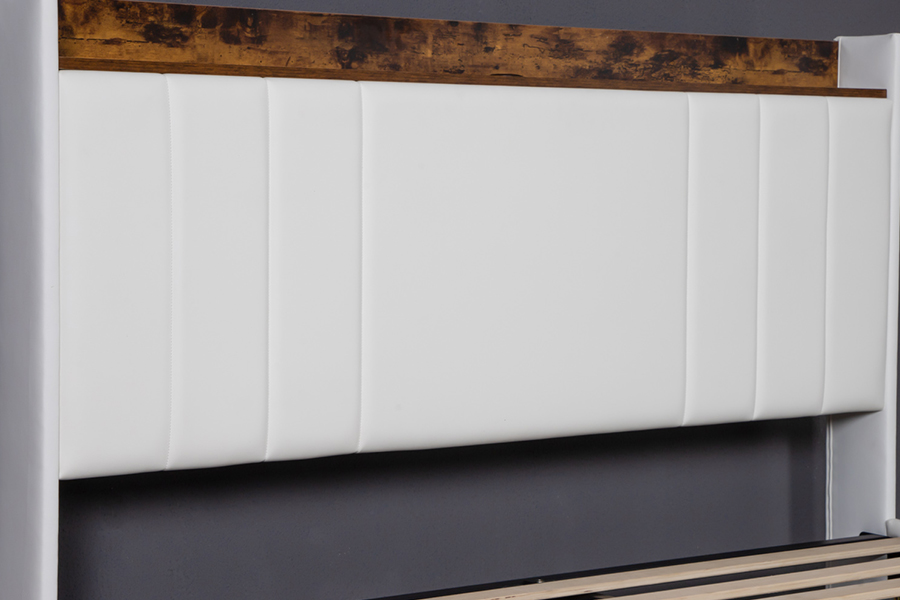 A002-1-3DU Rangka Katil Kepala katil Bersepadu Upholster USB