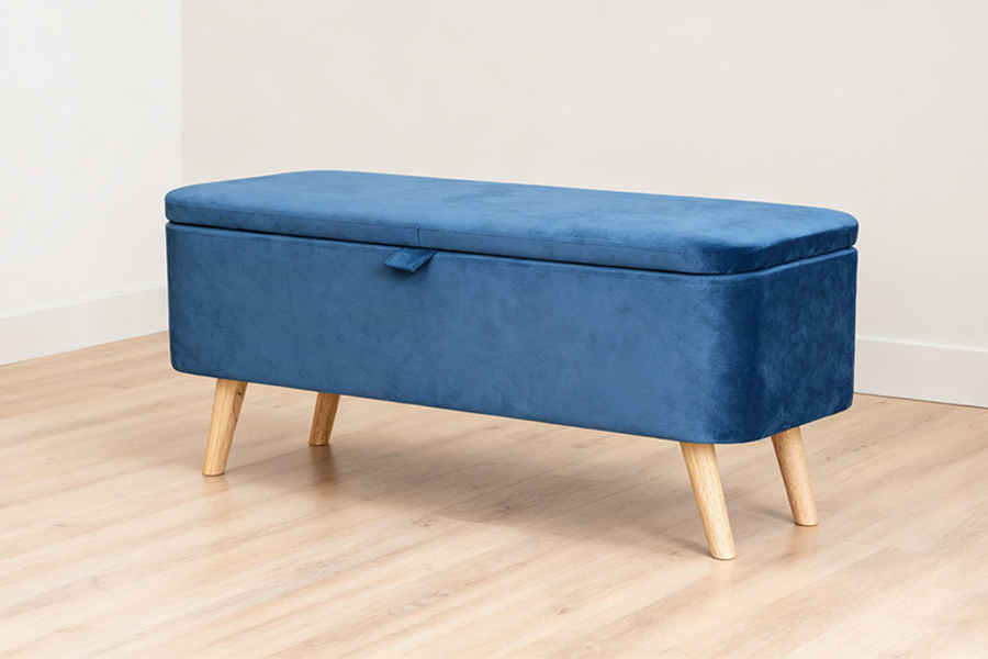 Kotak Uthmaniyyah Penyimpanan Baldu Biru WSS956 Upholsteri