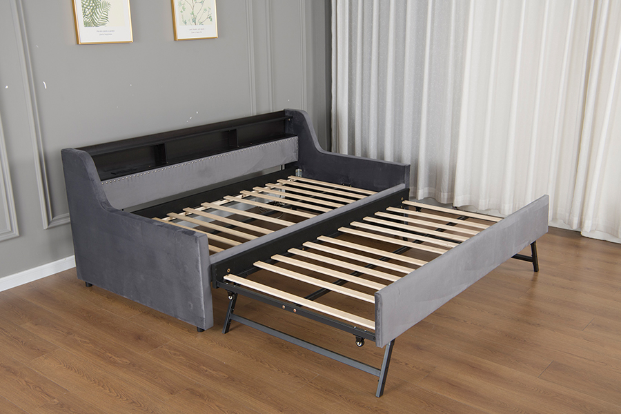 Katil Sofa Bersalut Kain Baldu Lembut Trundle 4857-1U