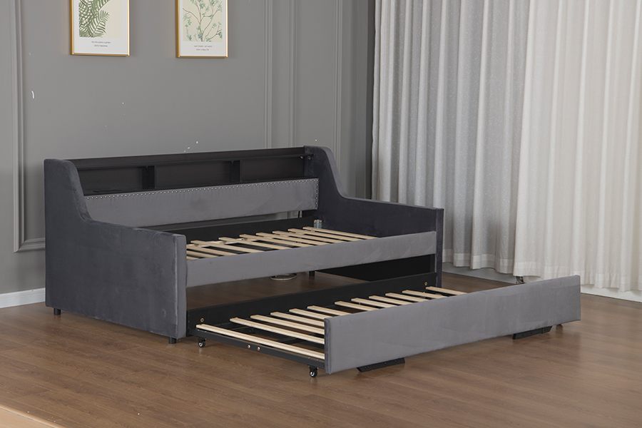 Katil Sofa Bersalut Kain Baldu Lembut Trundle 4857-1U