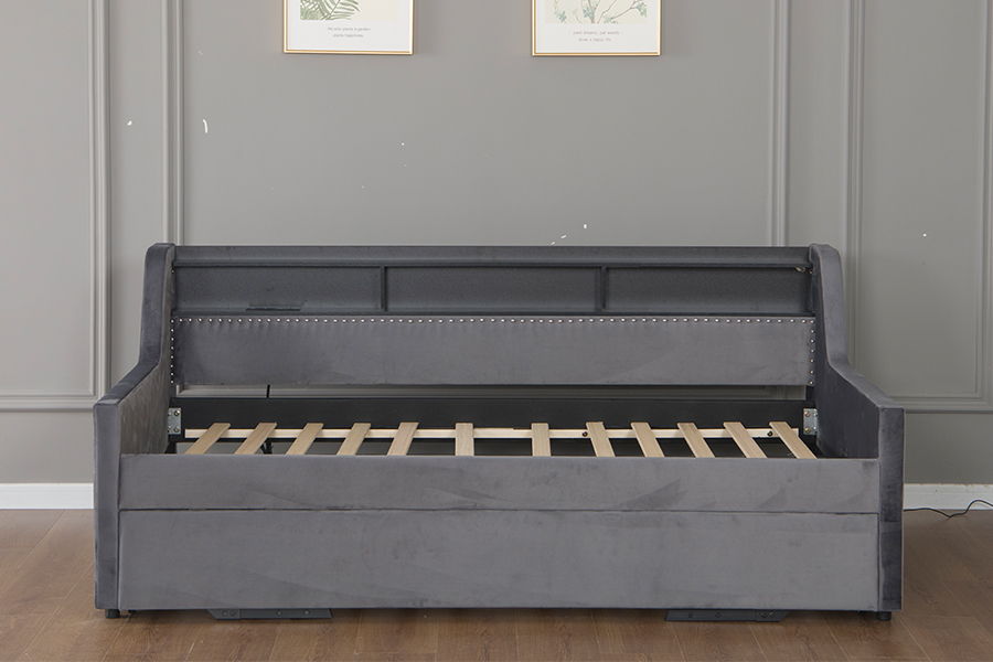 Katil Sofa Bersalut Kain Baldu Lembut Trundle 4857-1U