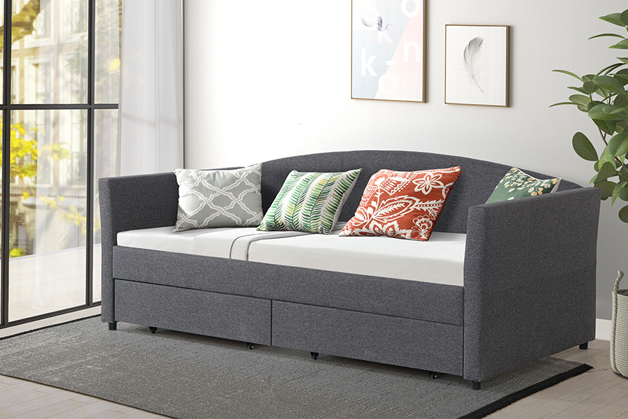 4271D Katil Sofa Penyimpanan Kapas-Linen Mesra Kulit