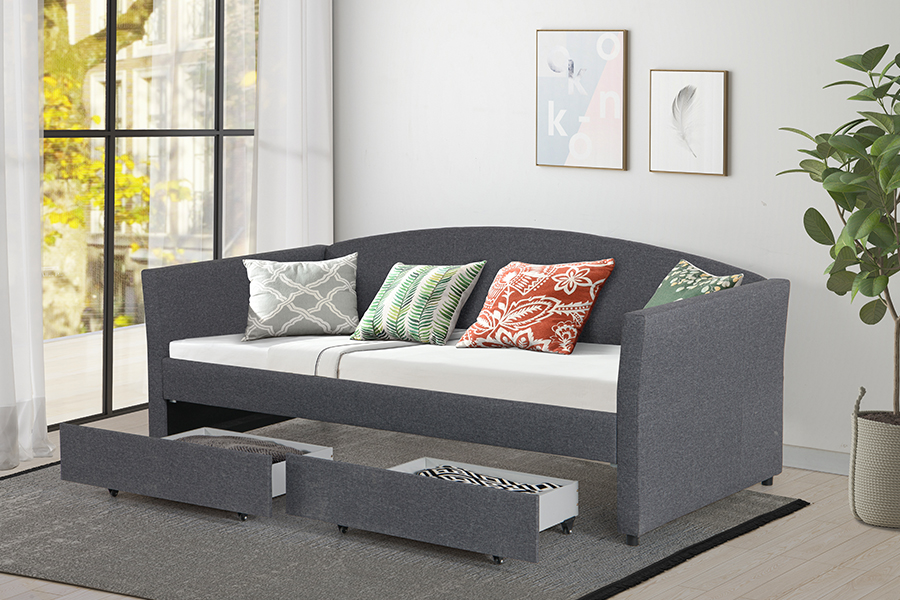 4271D Katil Sofa Penyimpanan Kapas-Linen Mesra Kulit