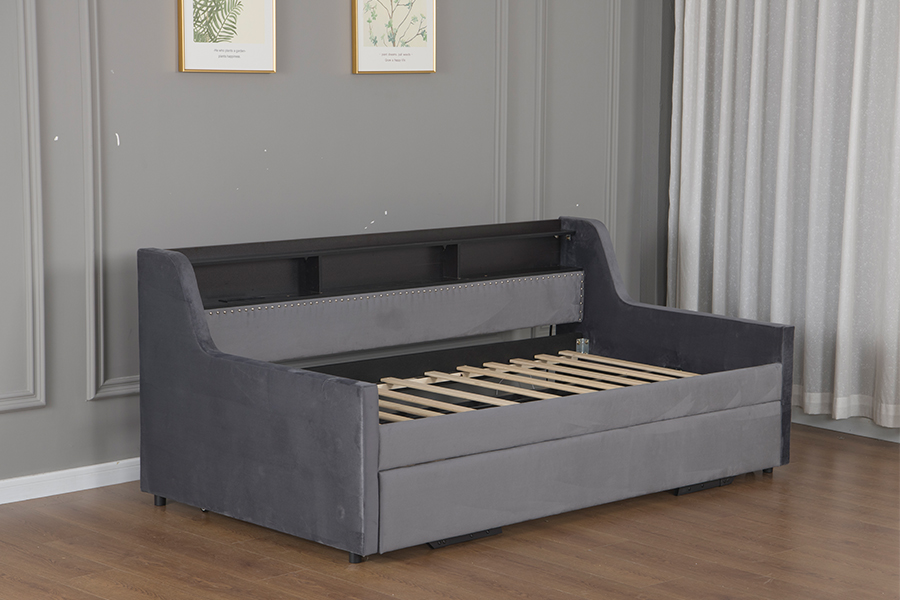 Katil Sofa Bersalut Kain Baldu Lembut Trundle 4857-1U
