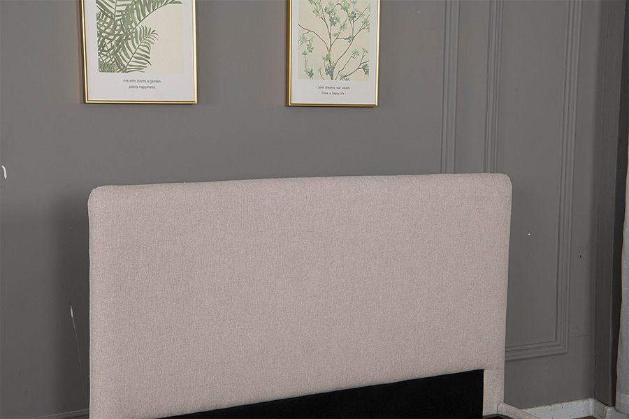 Rangka Katil Penyimpanan Hidraulik 5017G Moden Beige Fabric Upholstered