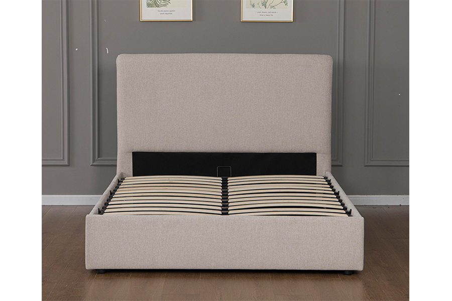 Rangka Katil Penyimpanan Hidraulik 5017G Moden Beige Fabric Upholstered