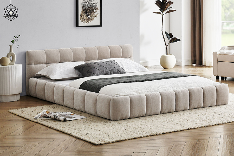 N11 Reka bentuk persegi moden Rangka Katil Upholster yang selesa dan boleh laras