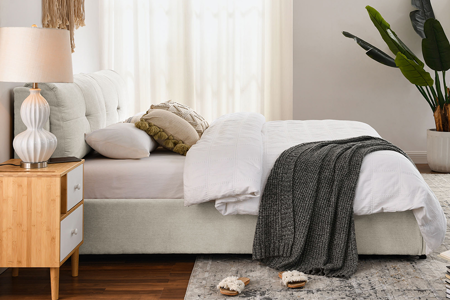 N10 Rangka Katil Penyimpanan Upholster yang mesra alam dan tahan lama