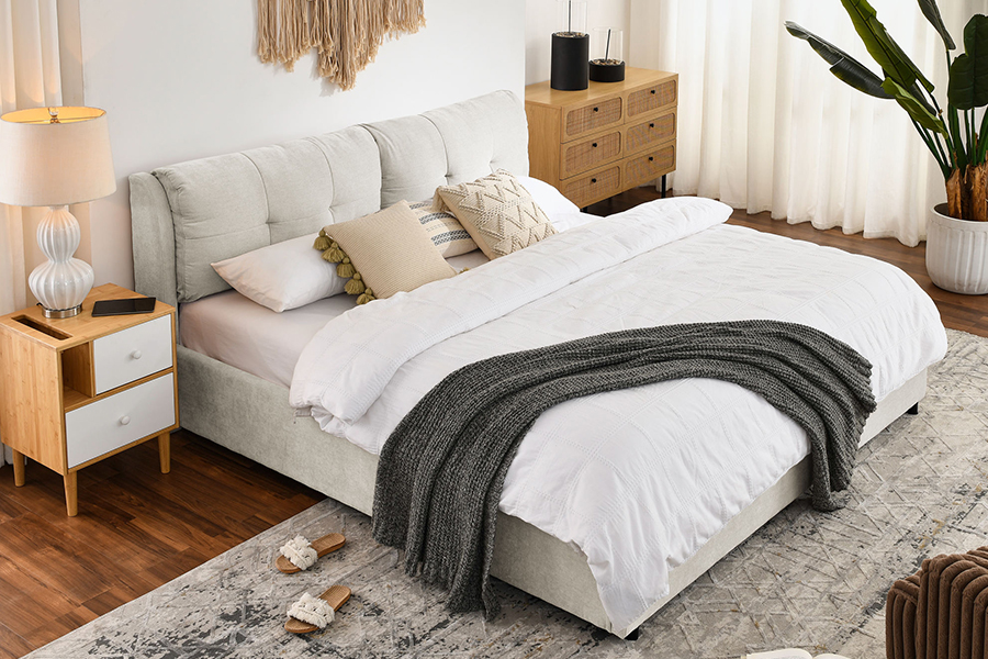 N10 Rangka Katil Penyimpanan Upholster yang mesra alam dan tahan lama