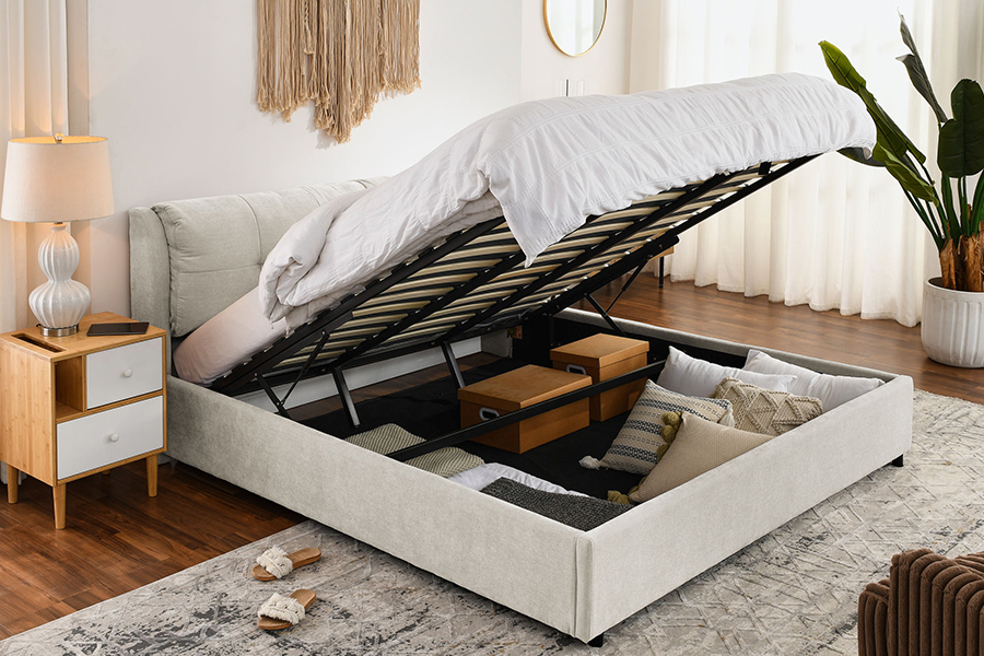 N10 Rangka Katil Penyimpanan Upholster yang mesra alam dan tahan lama