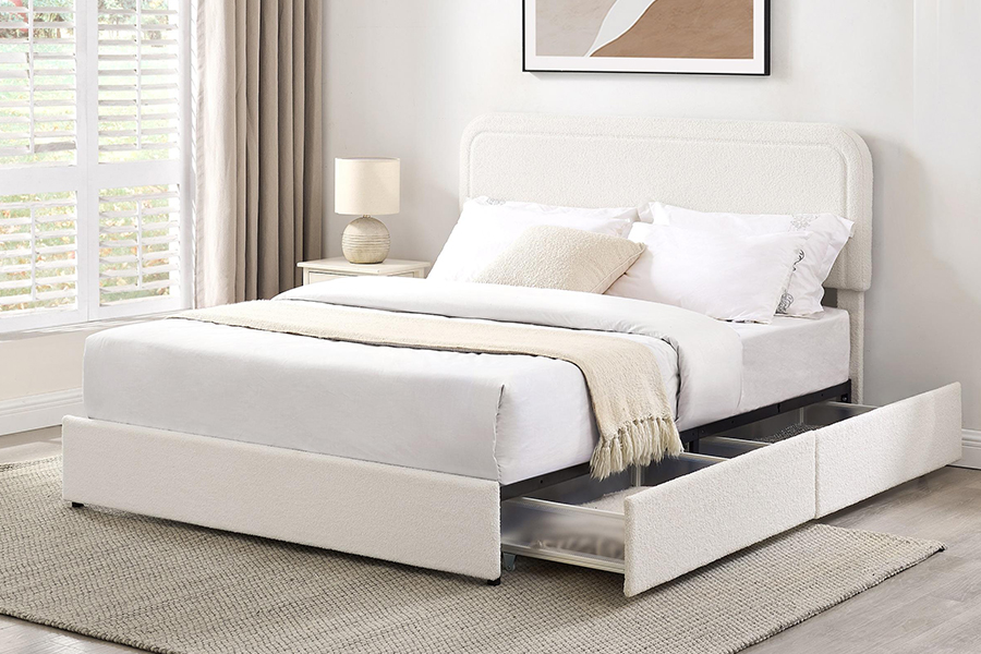 Laci Penyimpanan Katil N3 Bingkai Katil Penyimpanan Upholsteri Tahan Lama
