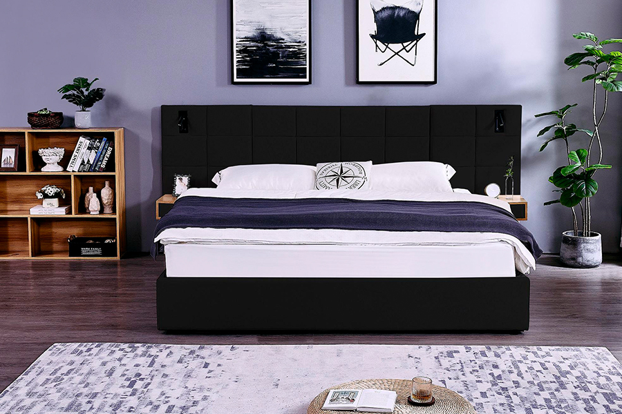 Rangka Katil Boleh Laras N6 Bahan Katil Lembut LED Rangka Katil Upholsteri