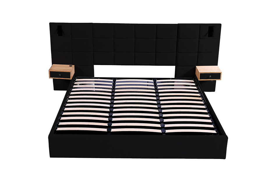 Rangka Katil Boleh Laras N6 Bahan Katil Lembut LED Rangka Katil Upholsteri