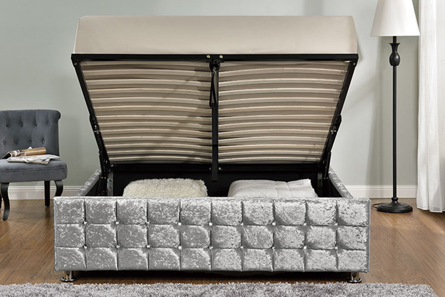 1150 Fabrik lembut Bingkai kayu Katil upholsteri