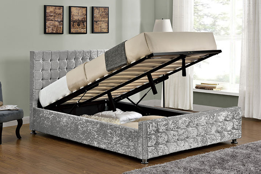1150 Fabrik lembut Bingkai kayu Katil upholsteri