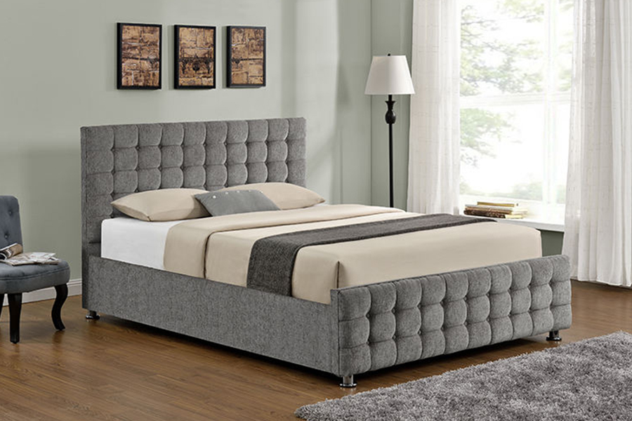 1150 Fabrik lembut Bingkai kayu Katil upholsteri