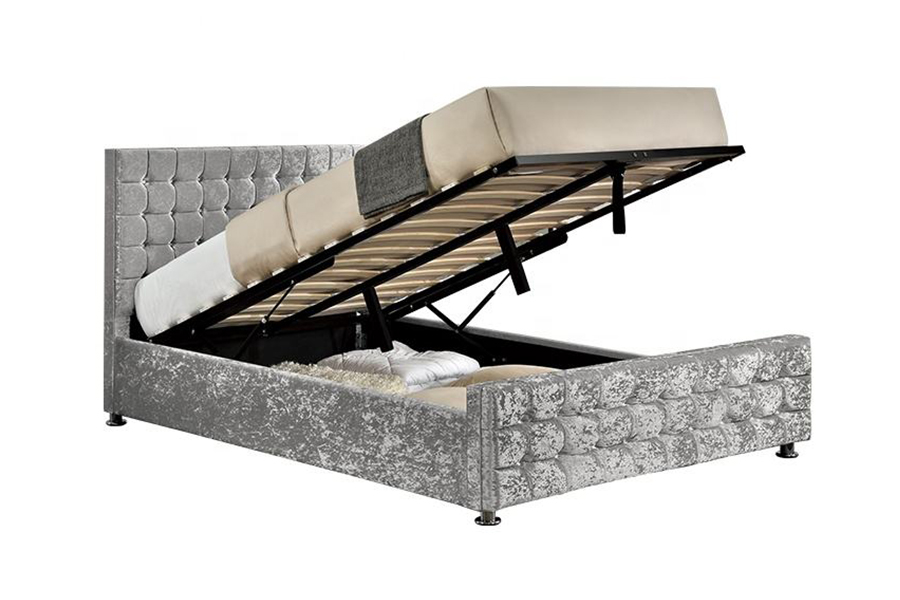 1150 Fabrik lembut Bingkai kayu Katil upholsteri