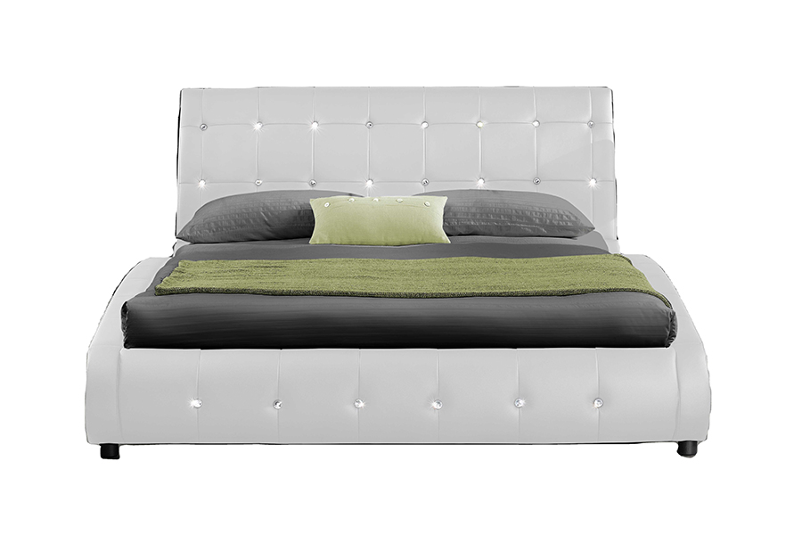 1144 Struktur kayu padu Hiasan berlian Katil upholsteri