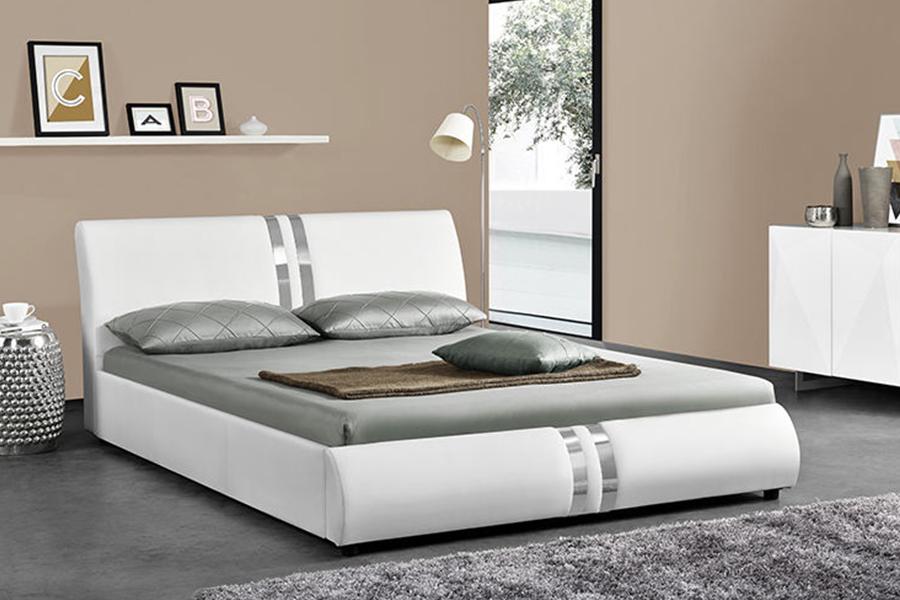 1143 Katil Upholsteri Katil Double Kulit Gaya Nordic Moden PU