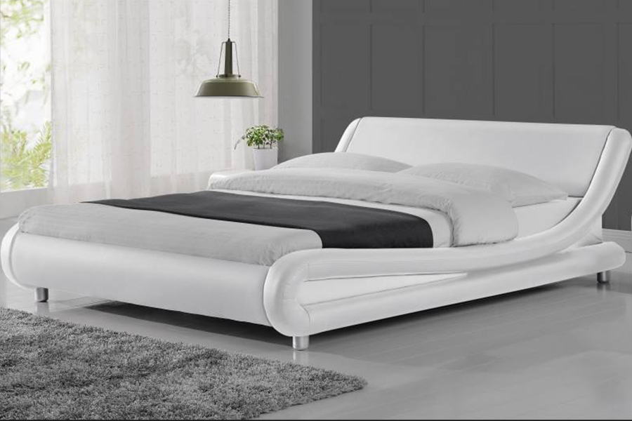 1140 Kayu PU Katil Kulit Sintetik Rangka Katil Upholsteri