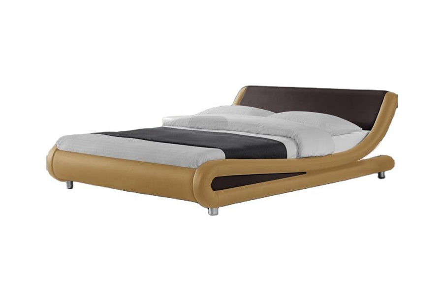 1140 Kayu PU Katil Kulit Sintetik Rangka Katil Upholsteri