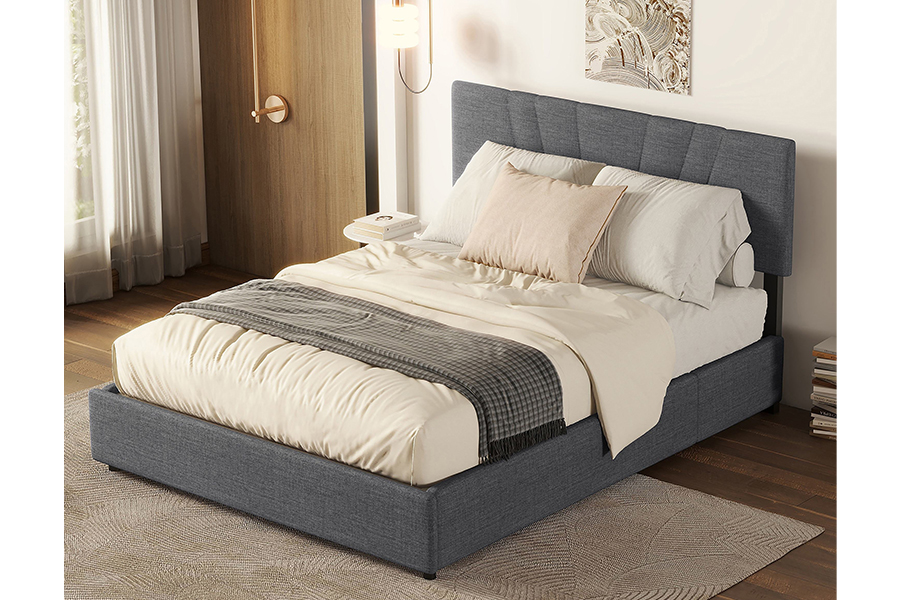 1304 Katil Upholstered Fabrik Baldu Bingkai Kayu