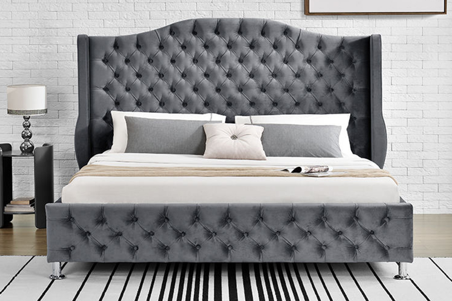 1268 Gaya Mewah Fabrik upholsteri Katil Upholsteri