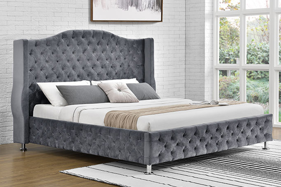 1268 Gaya Mewah Fabrik upholsteri Katil Upholsteri