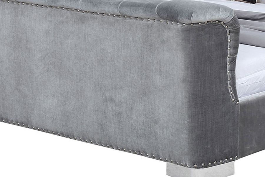 1402 Kepala Katil Berumbai Bilah Kayu Lembut Katil Upholsteri