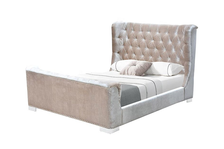 1402 Kepala Katil Berumbai Bilah Kayu Lembut Katil Upholsteri
