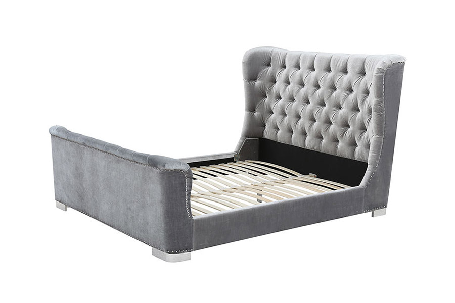1402 Kepala Katil Berumbai Bilah Kayu Lembut Katil Upholsteri