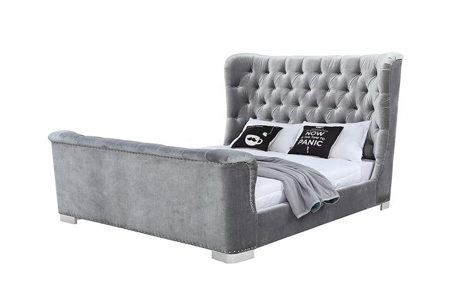 1402 Kepala Katil Berumbai Bilah Kayu Lembut Katil Upholsteri