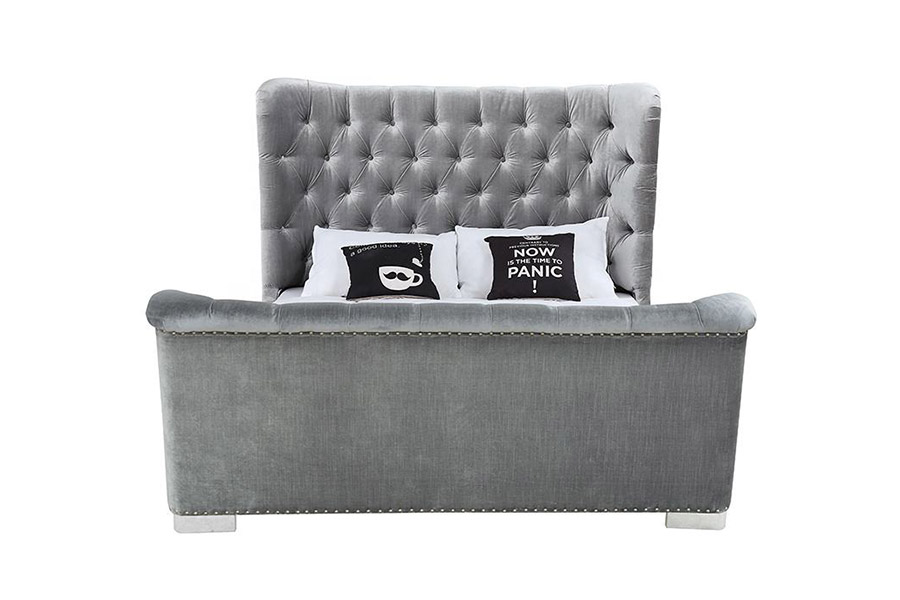 1402 Kepala Katil Berumbai Bilah Kayu Lembut Katil Upholsteri