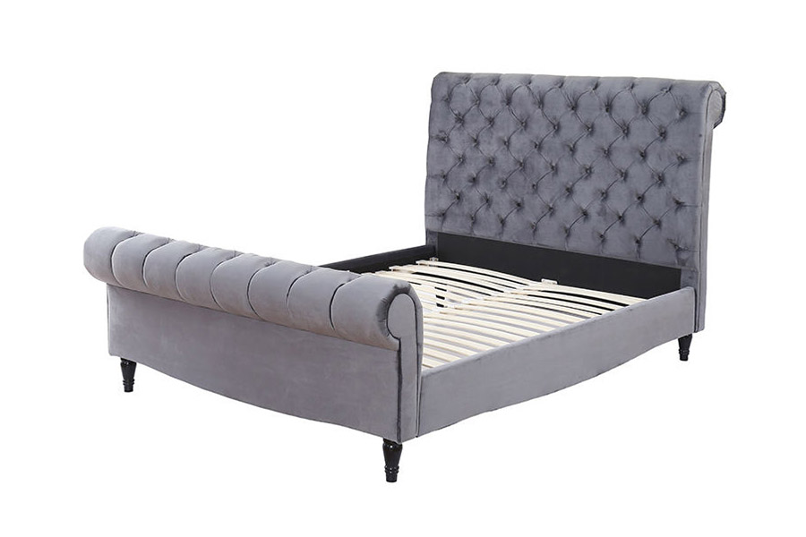 1393 Luxury High Headboard Sleigh Bed Katil Upholsteri