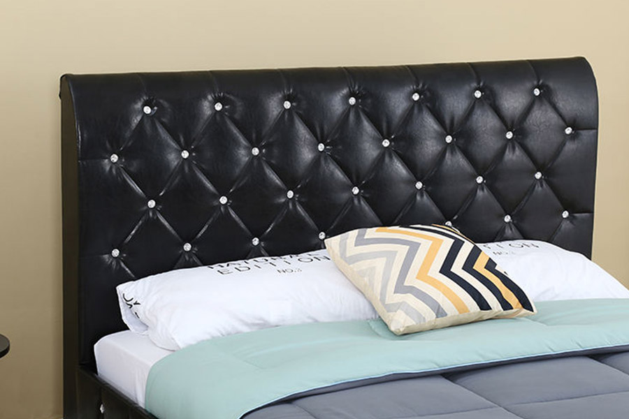 1367 Katil Upholsteri Kepala Katil Pu lembut Kulit Hitam