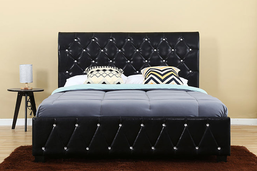 1367 Katil Upholsteri Kepala Katil Pu lembut Kulit Hitam