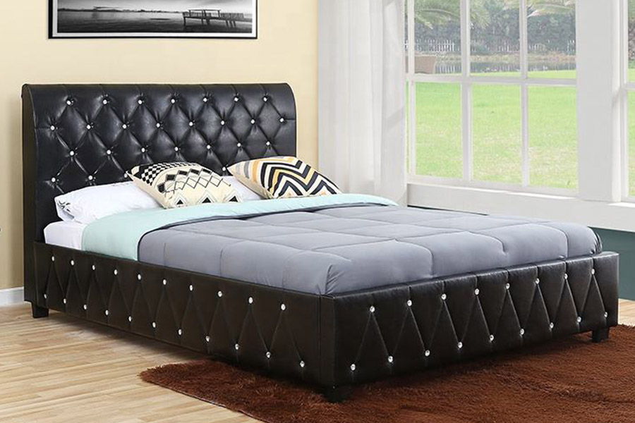 1367 Katil Upholsteri Kepala Katil Pu lembut Kulit Hitam