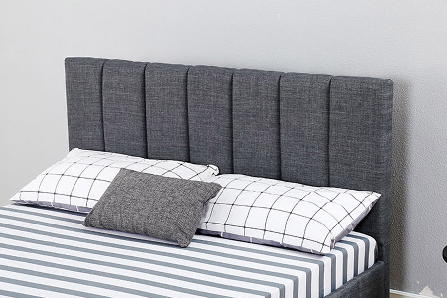 1333 Katil Upholstered Fabrik Mewah Kelabu Moden