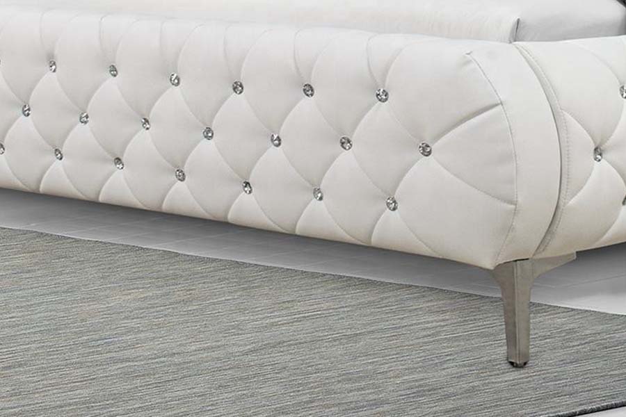 1586 Katil Upholsteri Bingkai Kayu Lembut Kulit PU Putih
