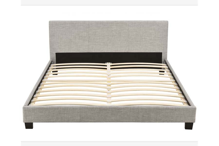 1803 Katil Fabrik Linen Kelabu Upholsteri Lembut Katil Upholsteri