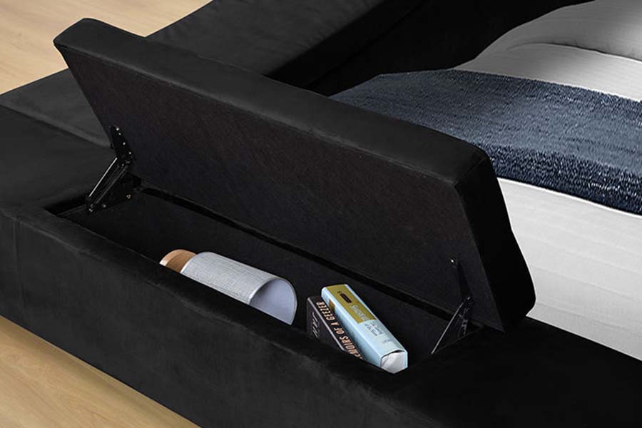 1550 Katil Fabrik Kulit Double Moden Bingkai Katil Penyimpanan Upholsteri