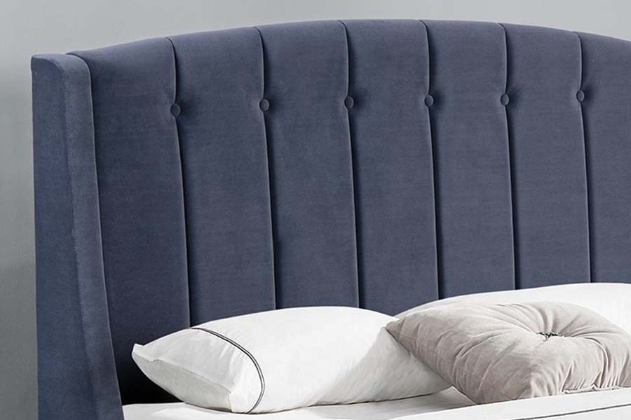 1663 Katil Kayu Baldu Berumbai Double Katil Upholsteri
