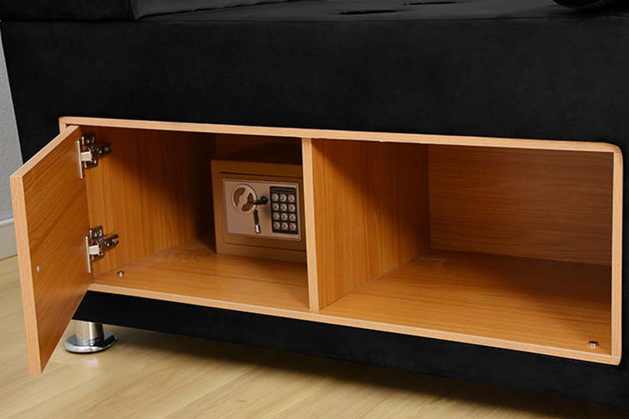 1550 Katil Fabrik Kulit Double Moden Bingkai Katil Penyimpanan Upholsteri