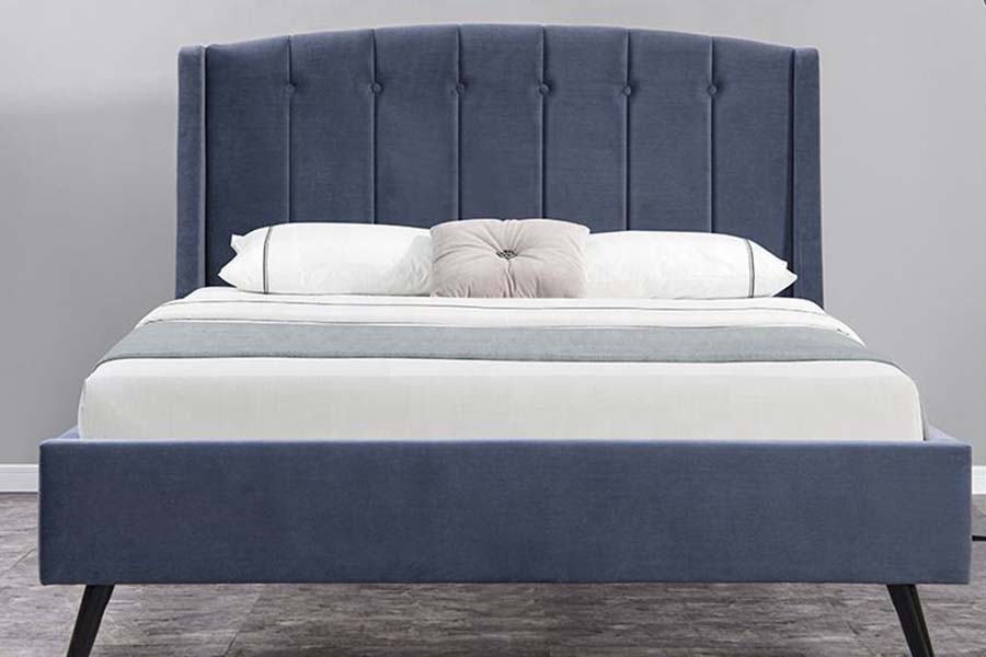 1663 Katil Kayu Baldu Berumbai Double Katil Upholsteri