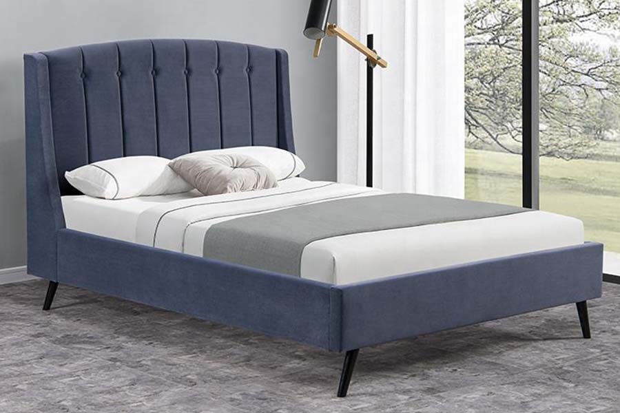 1663 Katil Kayu Baldu Berumbai Double Katil Upholsteri