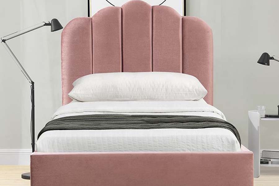1655 Katil Pelantar Fabrik Linen Merah Jambu Katil Upholsteri