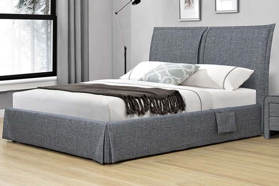 1530 Katil Berlapis Fabrik Linen Rangka Katil Penyimpanan Upholster