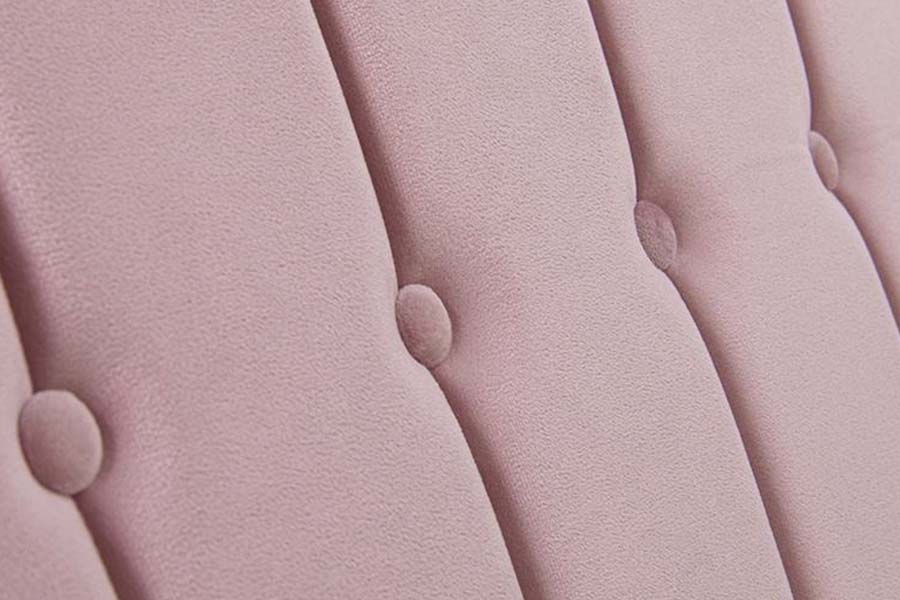 Fabrik Baldu Merah Jambu 1598 dengan Katil Upholsteri Panel Kayu